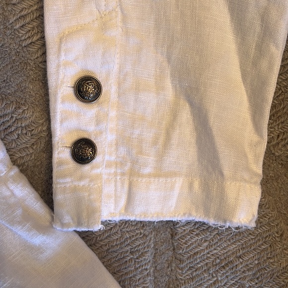 ForCynthia white linen released hem peplum jacket with metal buttons.  Sz PS. - Picture 4 of 7